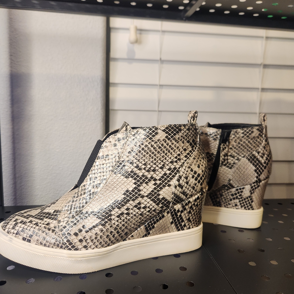 MIA Snakeskin Wedge Ankle Boots